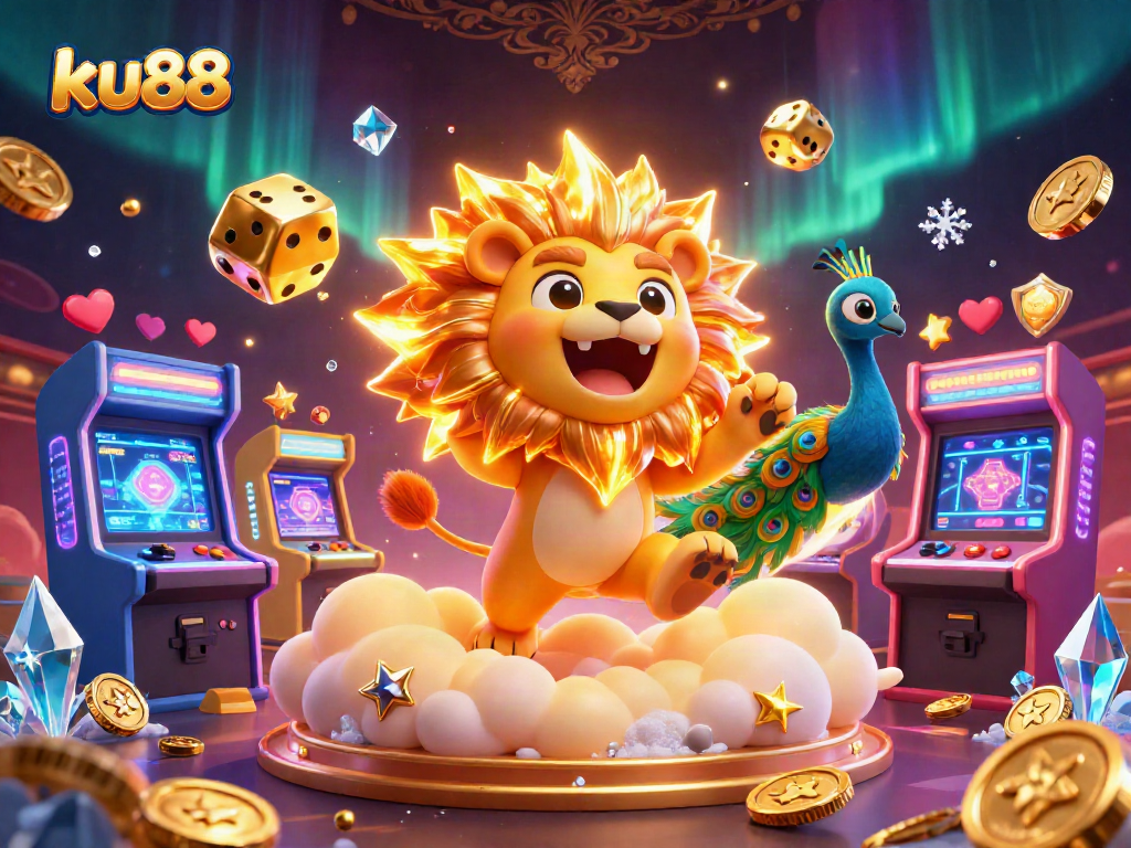 Engage with ku88's thrilling casino world featuring vibrant characters and game elements.