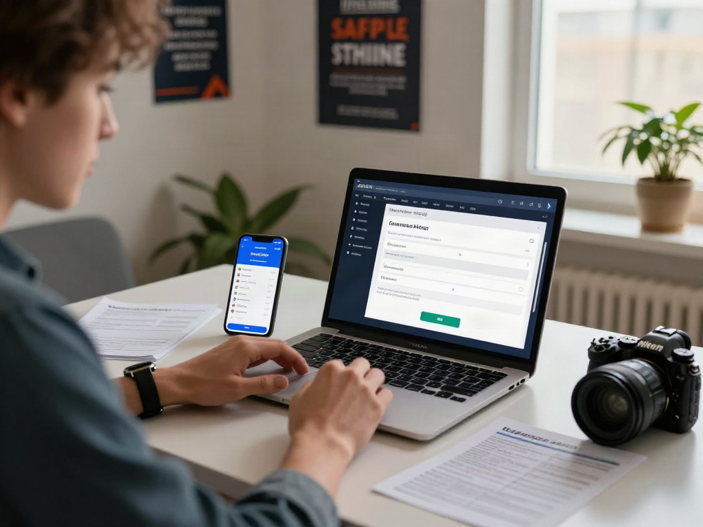 토토사이트 검증 먹튀스팟 user verifying online betting options in a modern office.