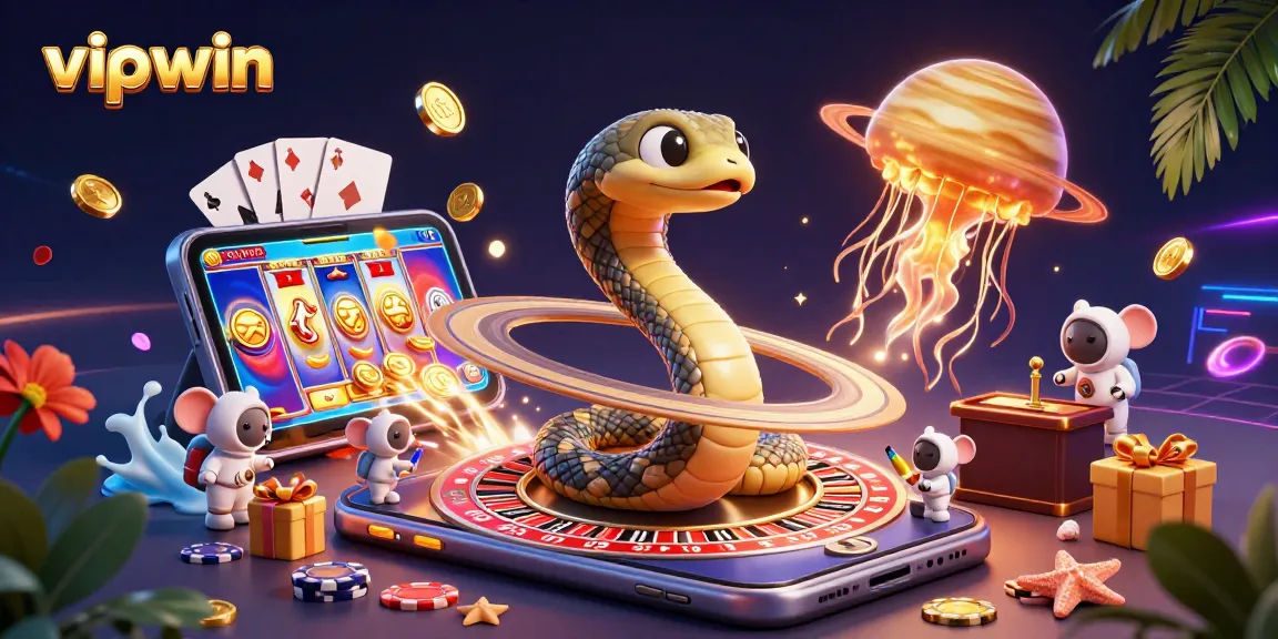 Experience the excitement of vipwin casino as astronauts bet on cosmic roulette wheels amid vibrant gaming elements.