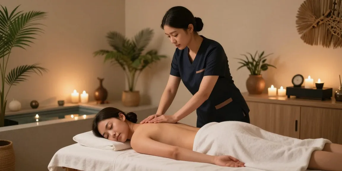 Experience relaxation with 광명출장안마 in a serene home spa environment, showcasing professional massage therapy.