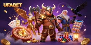 Experience exciting wins on UFABET with vibrant casino elements and characters in action.