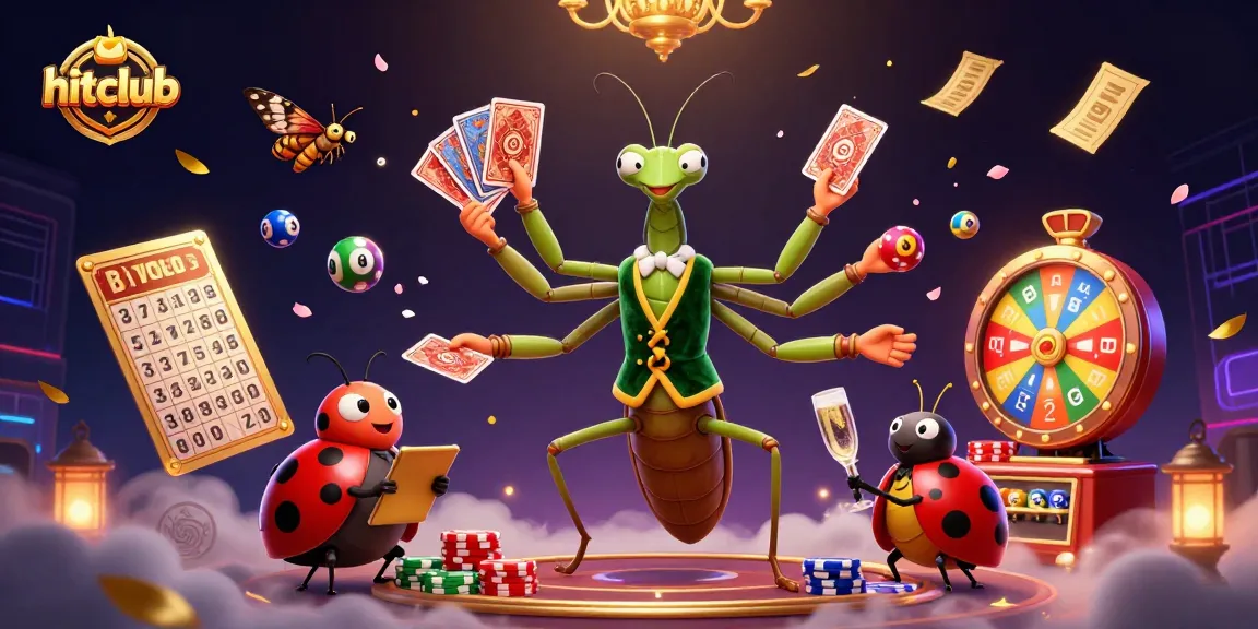 hitclub showcases vibrant online gaming excitement with a mantis card sharp and ladybug pit boss in action.