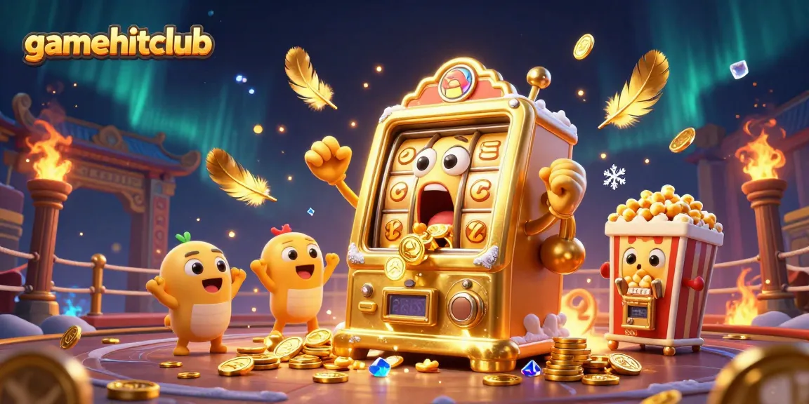 Feeling the excitement at gamehitclub, a slot machine celebrates its jackpot with cheering friends.