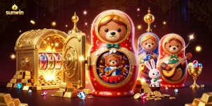 Experience wins at sunwin with a lively 3D casino scene featuring engaging characters and dynamic elements.