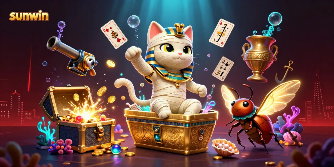 Experience thrilling gameplay at Sunwin with a vibrant casino scene featuring unique characters and dynamic game elements.